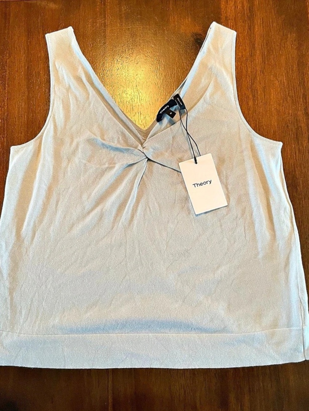Theory NWT Knit Twisted Sleeveless Tank Top Light Blue Med $245 Harbor Bristol